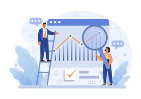 Business processes optimization. Productive employee analyzing vector
