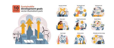 SDG or sustainable development goals set. Global target for better vector