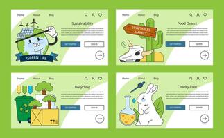World vegan day web banner or landing page set. Go vegan. vector