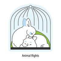 Cute little white rabbit. Cruelty free sustainable development. Vegan vector
