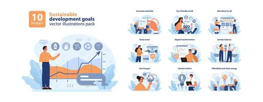 SDG or sustainable development goals set. Global target for better vector