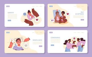 Authenticity web banner or landing page set. Positive psychology, personality vector