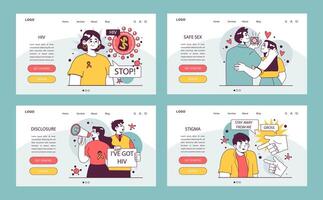World AiDs day web banner or landing page set. HIV, immunodeficiency vector
