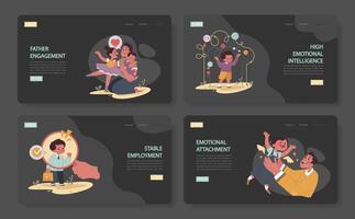 Engaged or committed fatherhood web banner or landing page set. vector