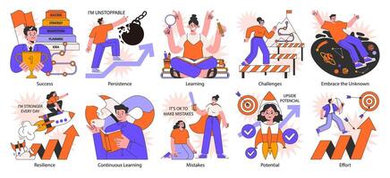 Self-development set. Increasing of individual or professional competencies vector