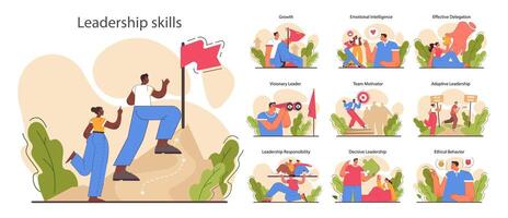Leadership skills set. Top manager soft skills and professional qualities vector