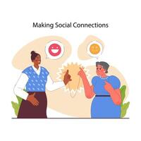 Socialization. Communication skill development. Female characters vector