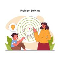 Mom teach her child to find a way out of difficult situation vector