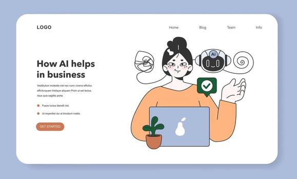 impacto de artificial inteligencia en negocio web bandera o aterrizaje vector