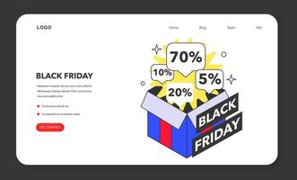 Black friday web banner or landing page. Shopping cart and bags with goods vector