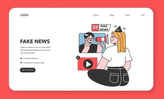 Fake news web banner or landing page. Manipulation and control vector