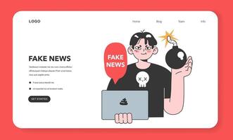 Fake news web banner or landing page. Manipulation and control vector