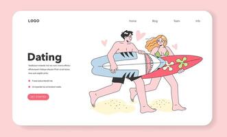 Character in a swimsuit spending time on the beach date. vector
