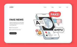 Fake news web banner or landing page. Manipulation and control vector