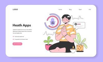 Mental health tracker web banner or landing page. Character vector