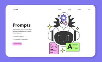 Prompt-engineering to a artificial neuron network web banner or landing vector