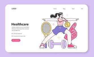 Modern wellbeing practice web banner or landing page. Physical activity vector