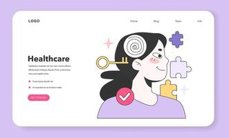 Mental wellbeing or health web banner or landing page. Calm and optimistic vector