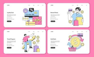 Loyalty program web banner or landing page. Rewards, offers, cashback vector