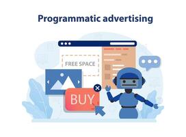 Programmatic advertising. Automated technology for media buying. vector