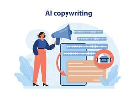 AI copywriting. Neural network writing text for business promotion. Automated vector