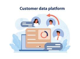 Digital marketing. Customer data platform or CDP. Client profile, portfolio vector