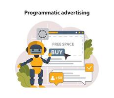 Programmatic advertising. Automated technology for media buying. vector