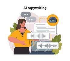 AI copywriting. Neural network writing text for business promotion. Automated vector