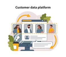 Digital marketing. Customer data platform or CDP. Client profile, portfolio vector