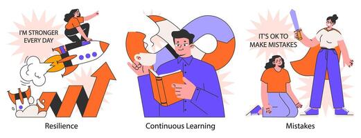 Self-development set. Increasing of individual or professional competencies vector