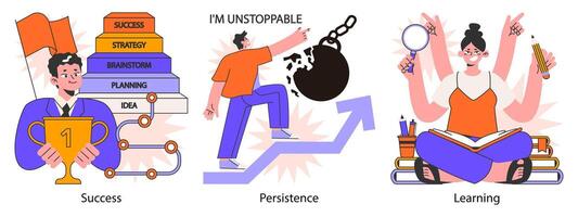 Self-development set. Increasing of individual or professional competencies vector