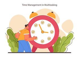 Multitasking. Effective and competent office worker time vector