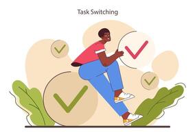 Multitasking. Effective and competent office worker time vector
