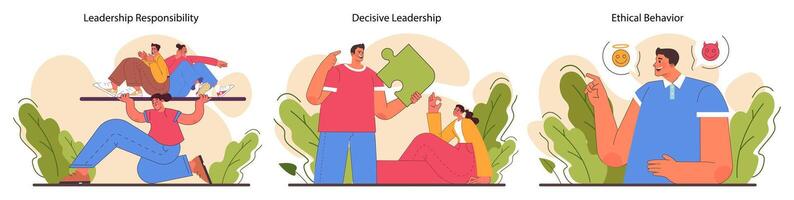 Leadership skills set. Top manager soft skills and professional qualities vector