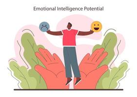 Emotional intelligence potential. Emotion balance and control skill. vector