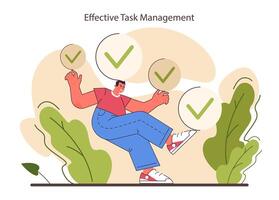 Multitasking. Effective and competent office worker time vector