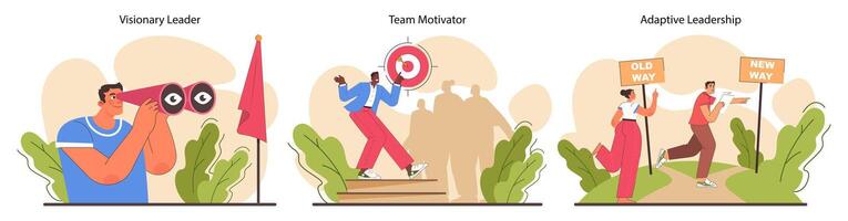 Leadership skills set. Top manager soft skills and professional qualities vector