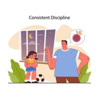 Positive parenting. Nurturing of your child's responsibility. Kid learning vector