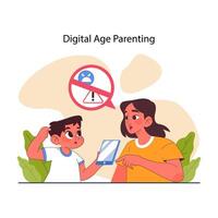 Positive parenting. Nurturing of your child's responsibility. Kid learning vector