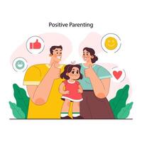 Positive parenting. Fostering advice. Formation of little child vector