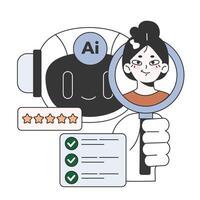Help of Artificial intelligence for business. AI-powered production, management vector