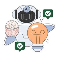Impact of Artificial intelligence on business. AI-powered analytics vector