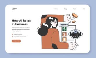 Impact of Artificial intelligence on business web banner or landing vector