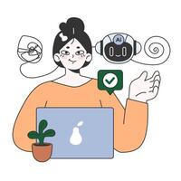 Impact of Artificial intelligence on business. AI-powered customer service vector