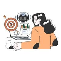 Help of Artificial intelligence for business. AI-powered production, vector