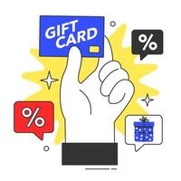 Black friday. Shopping with a gift card. Offline and online shopping vector