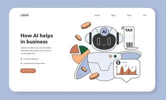 Impact of Artificial intelligence on business web banner or landing vector
