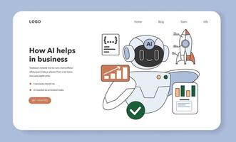 Artificial intelligence in business web banner or landing page. vector