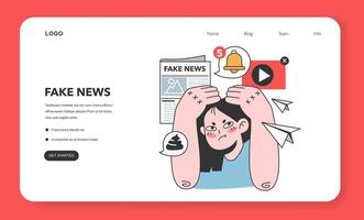 Fake news web banner or landing page. Manipulation and control vector