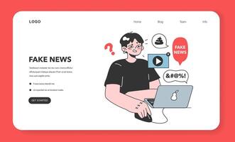 Fake news web banner or landing page. Manipulation and control vector